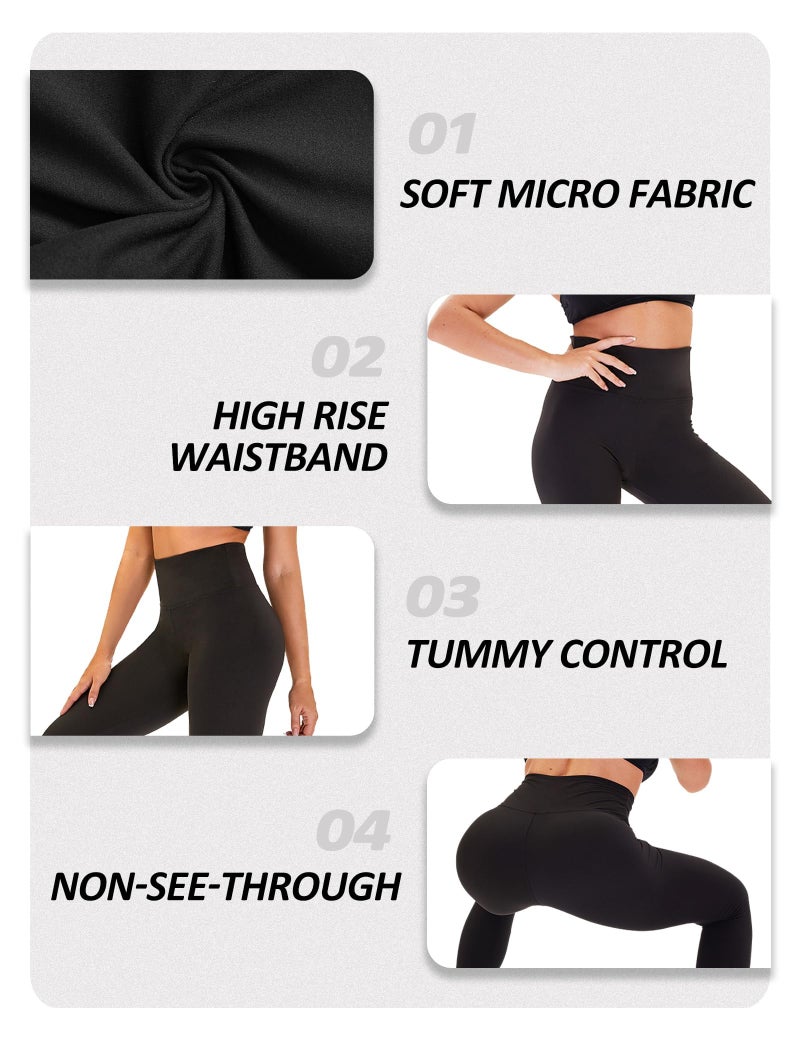 ZOOSIXX High Waisted Leggings for Women - Tummy Control Soft Opaque Black Large-X large - Image 3